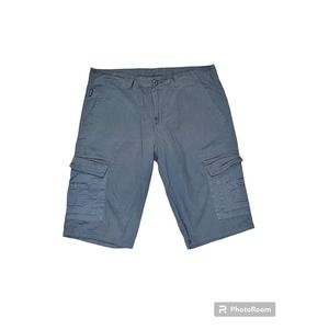 Ring Of Fire Mens Long Cargo Shorts Hook and Loop Pockets Dark Gray Size 34